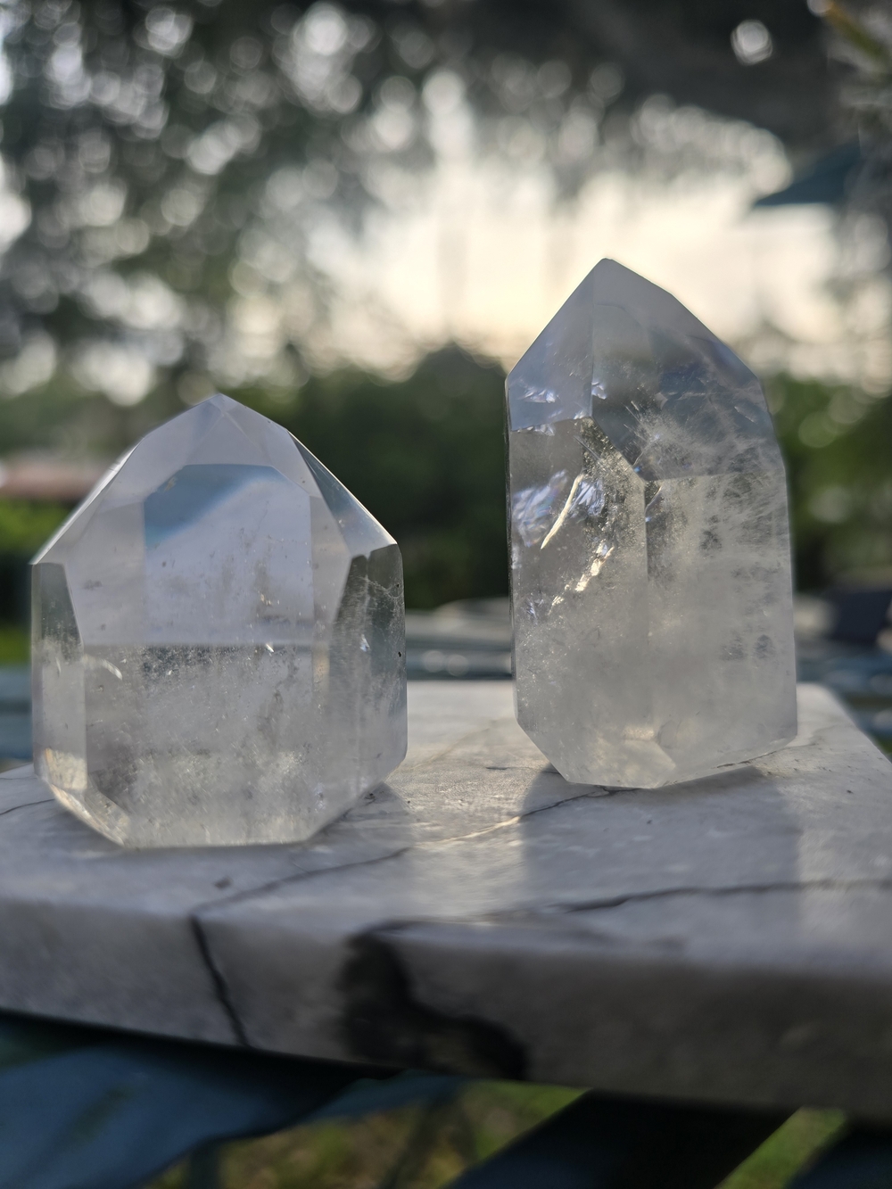 Phantom Clear Quartz Point Pair - Natural Clear Crystal Towers